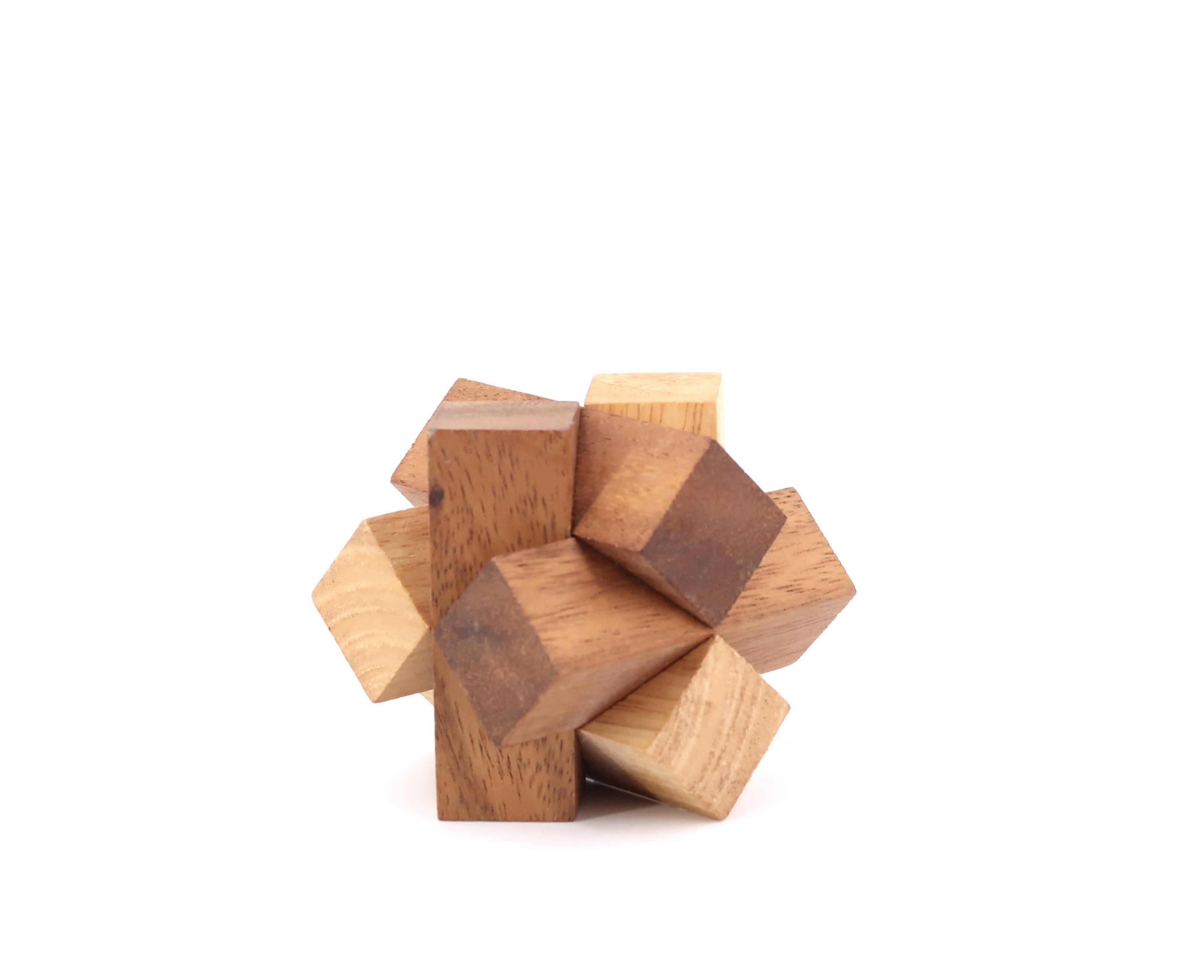 Wooden puzzle paperweight, 1970s