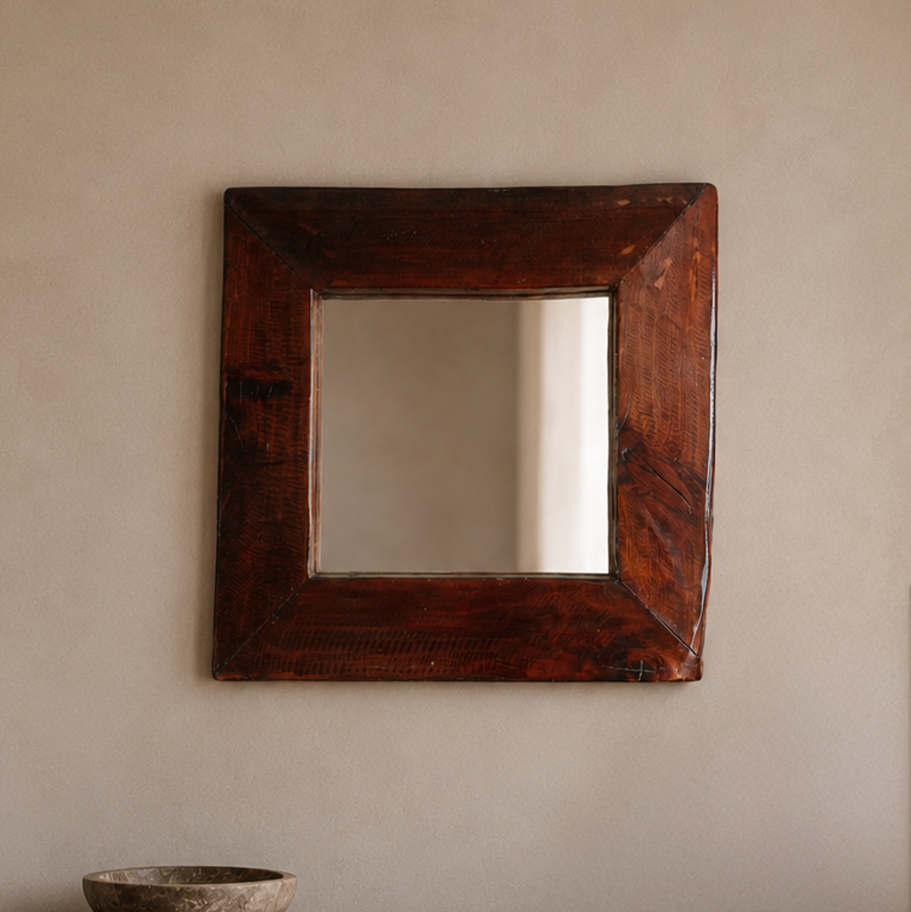 Vintage Spanish brutalist mirror, 1970s.