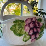 Large basket, ceramic planter, slip.