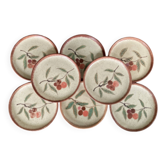 Set of 8 Sainte Radegonde stoneware dessert plates