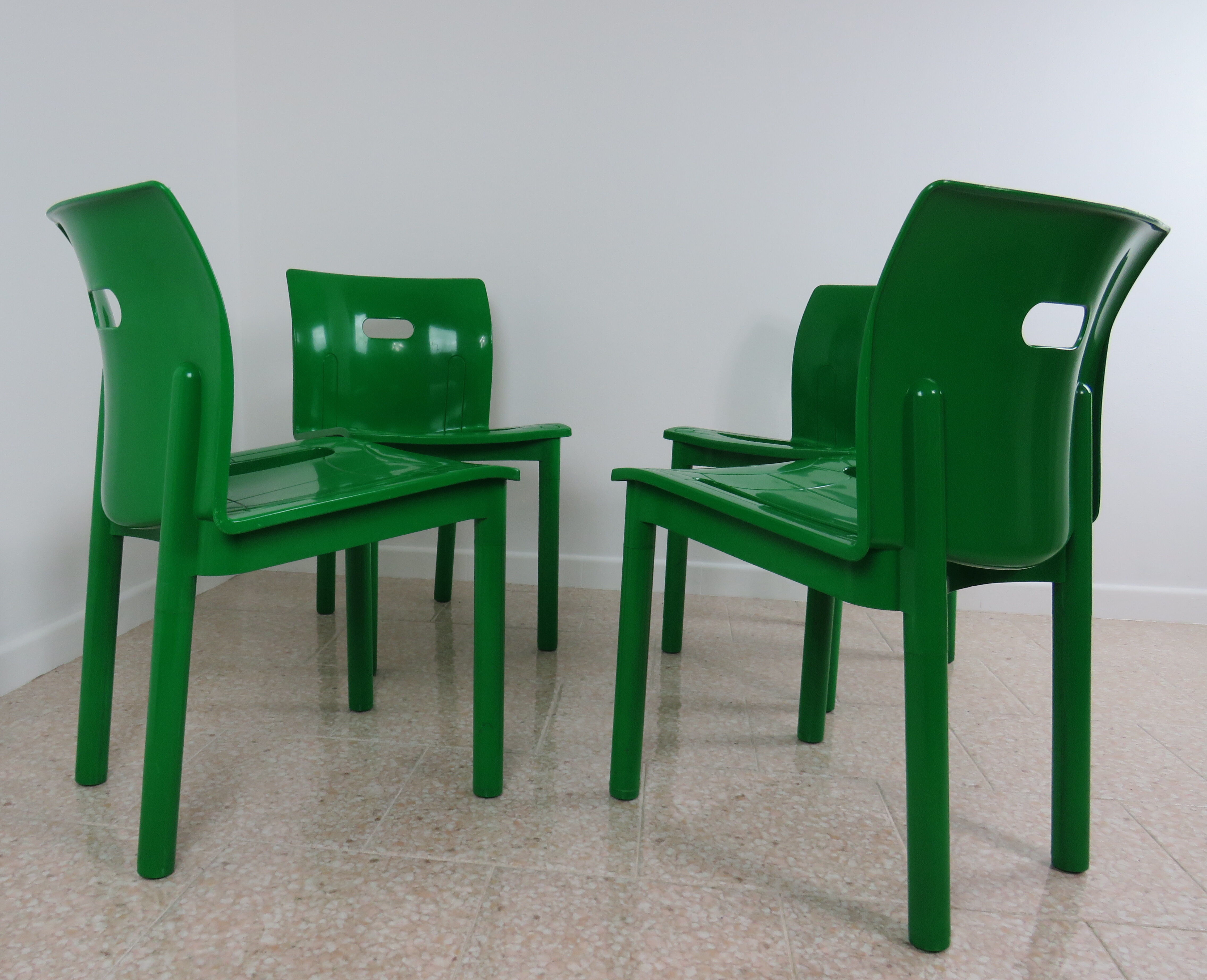 Stackable Chairs K 4870 Design Anna Castelli Ferrieri for Kartell Edition 1985 - - (Set of 4 Pcs)