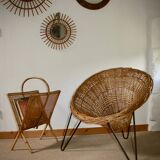 Wicker basket armchair in the 50s