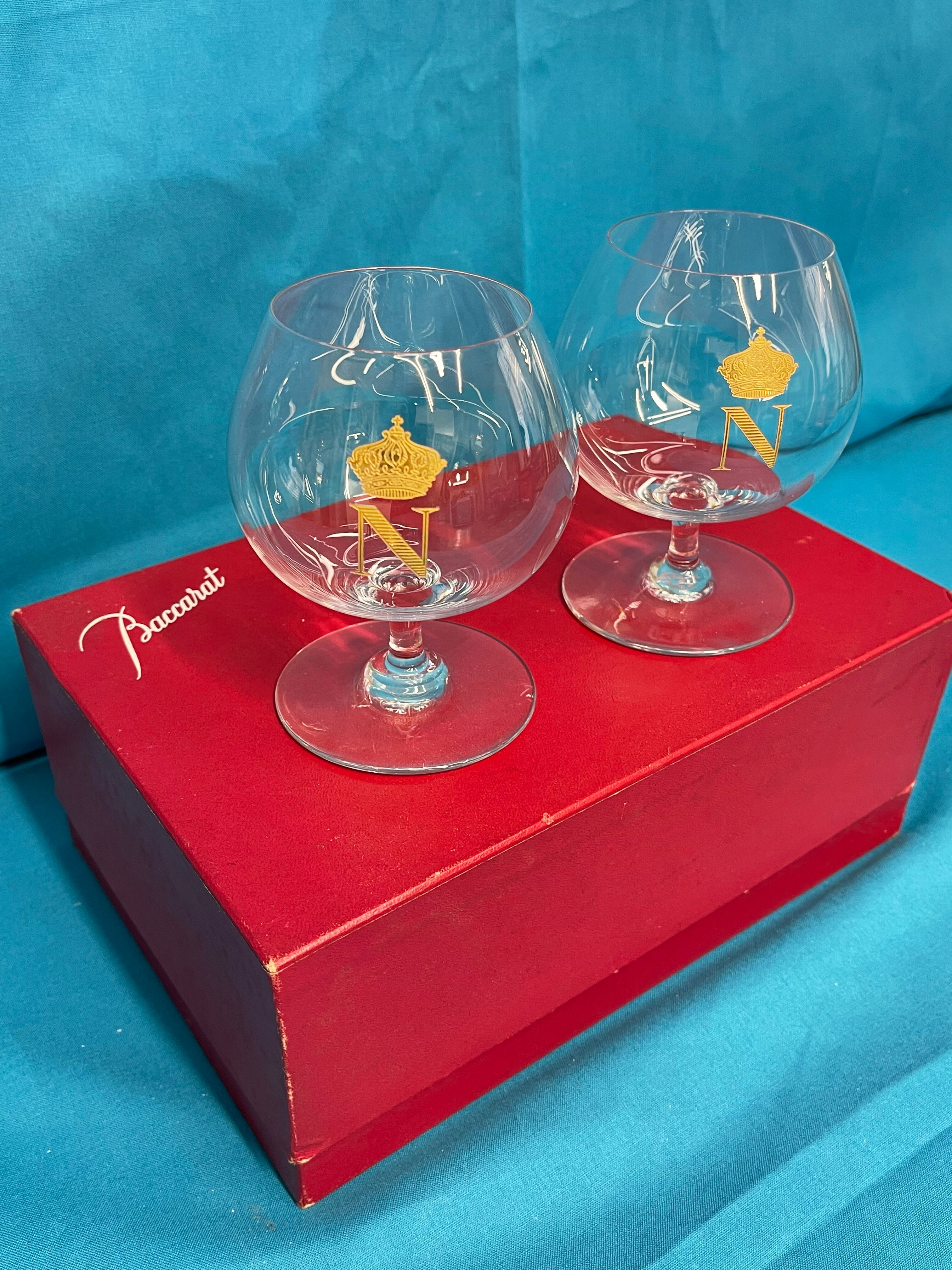 2 Napoleon baccarat glasses, original box