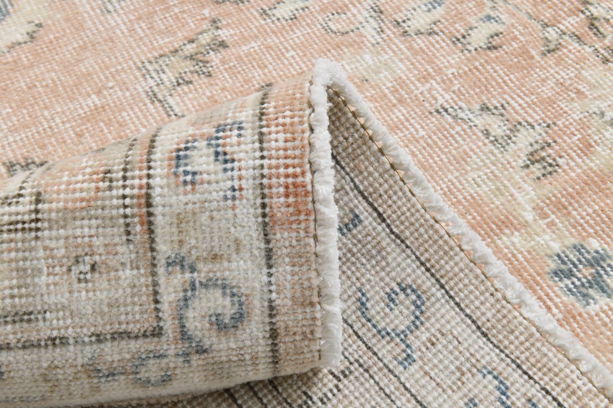 Tapis vintage floral rose blush et pêche 8x12, tapis pour salon.