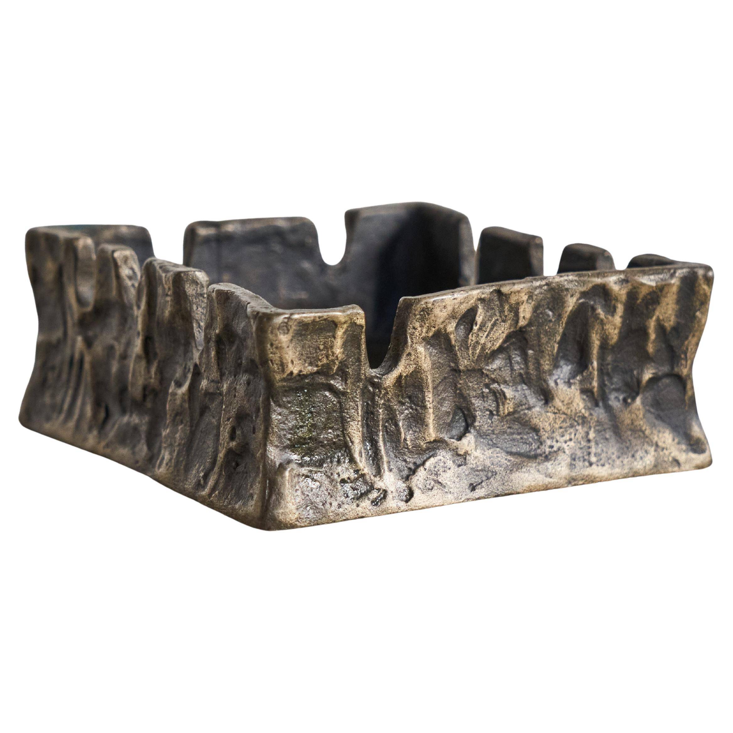 Bronze catchall in Brutalist style from the 1960s.