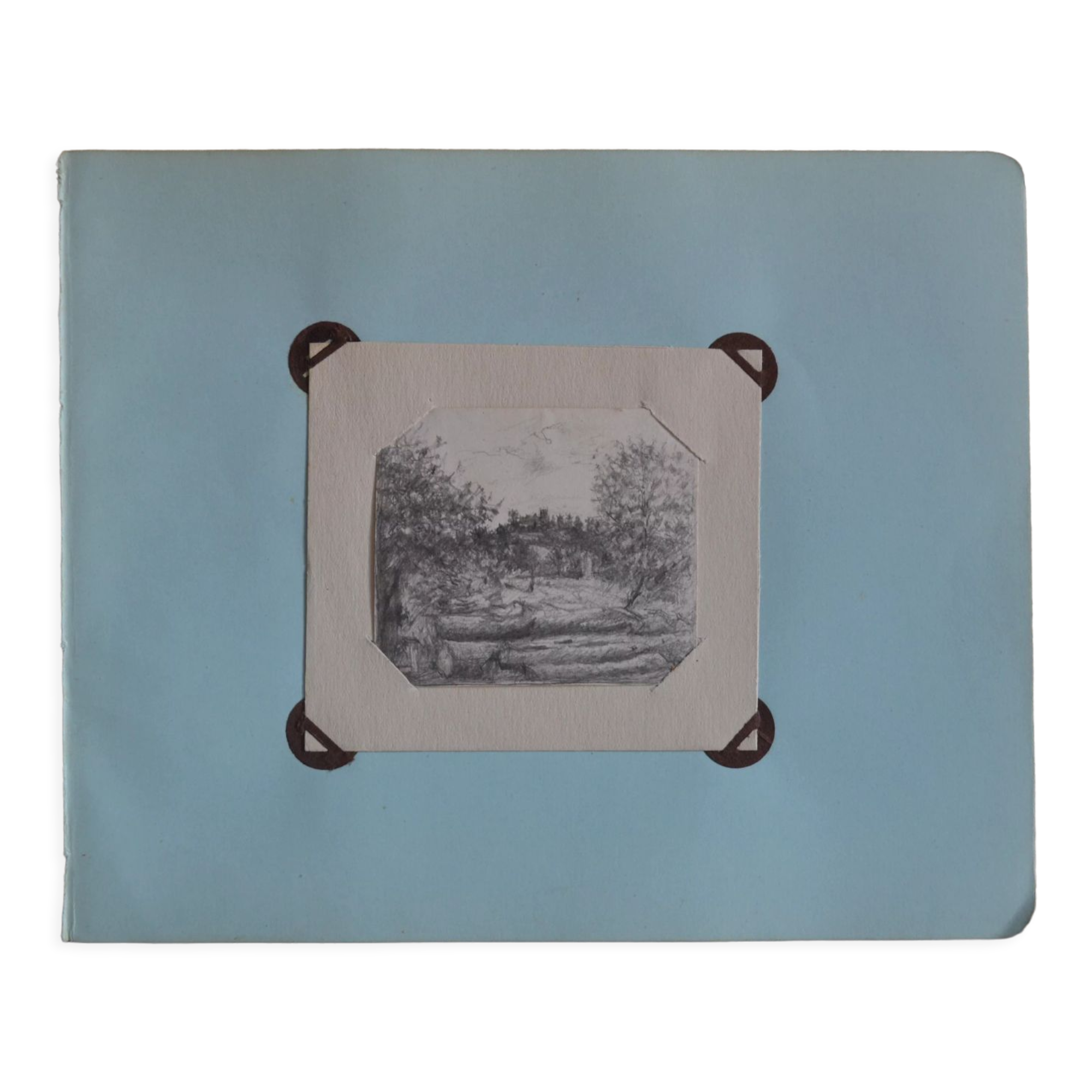 Miniature pencil drawing circa 1910 english countryside