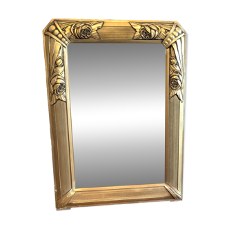 Gold Art Deco Mirror 74 X 55 cm