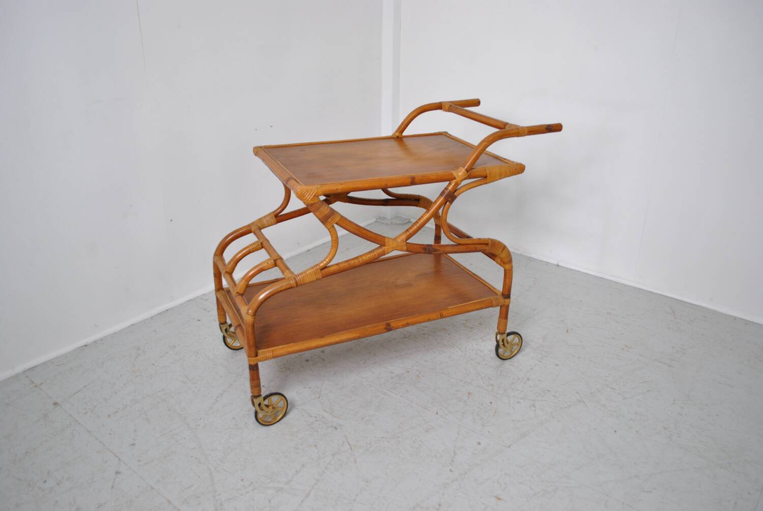 Rattan serving trolley 1970