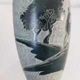 Set of two carved stone vases