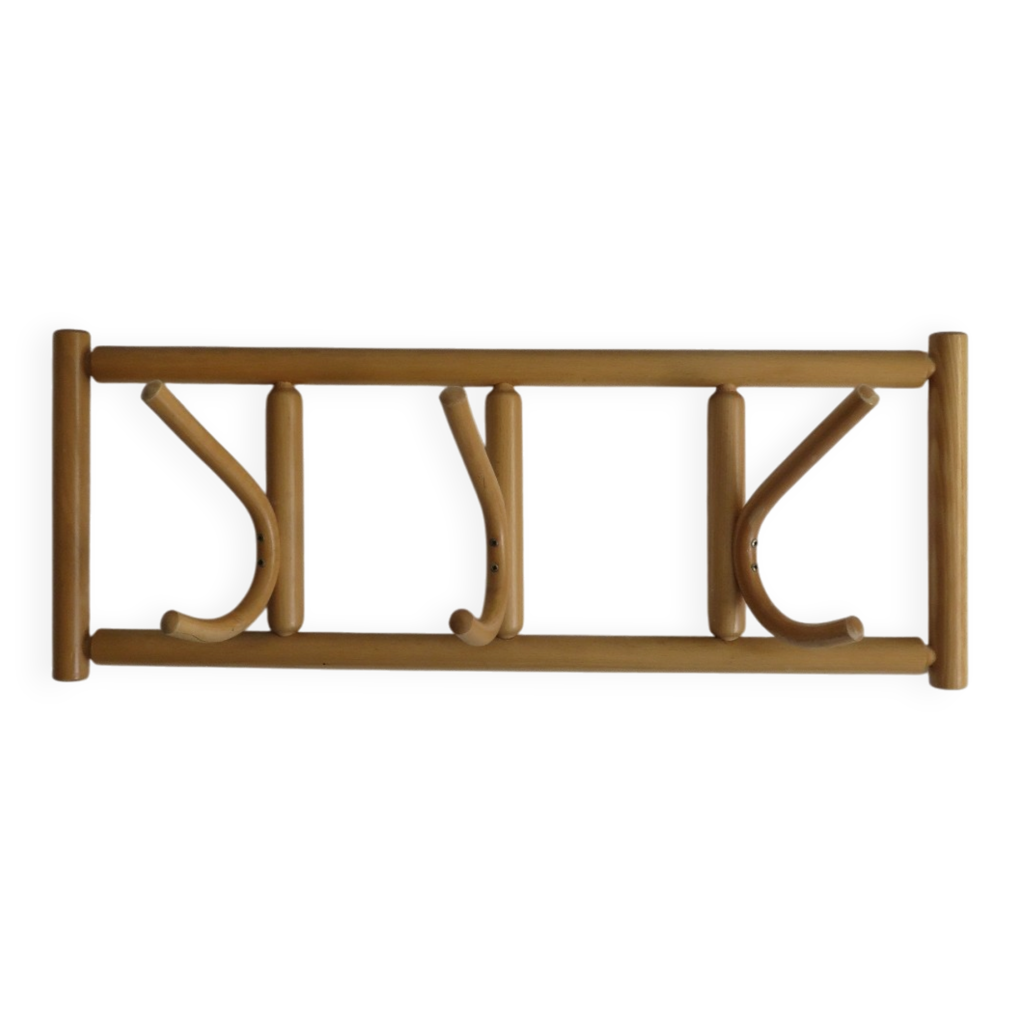 Curved wooden wall coat rack from the 70s-80s.