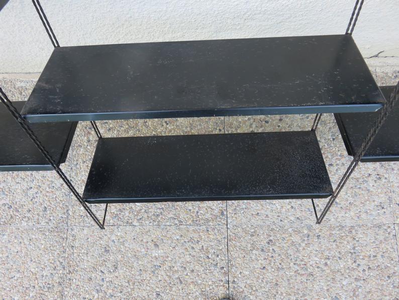 Etagère string, modulable en métal laqué noir années 50/60