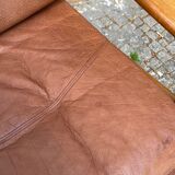 HS Denmark sofa in leather and teak from the 60s