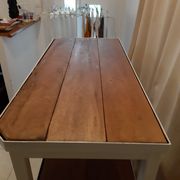 Console industrielle fer et bois exotique