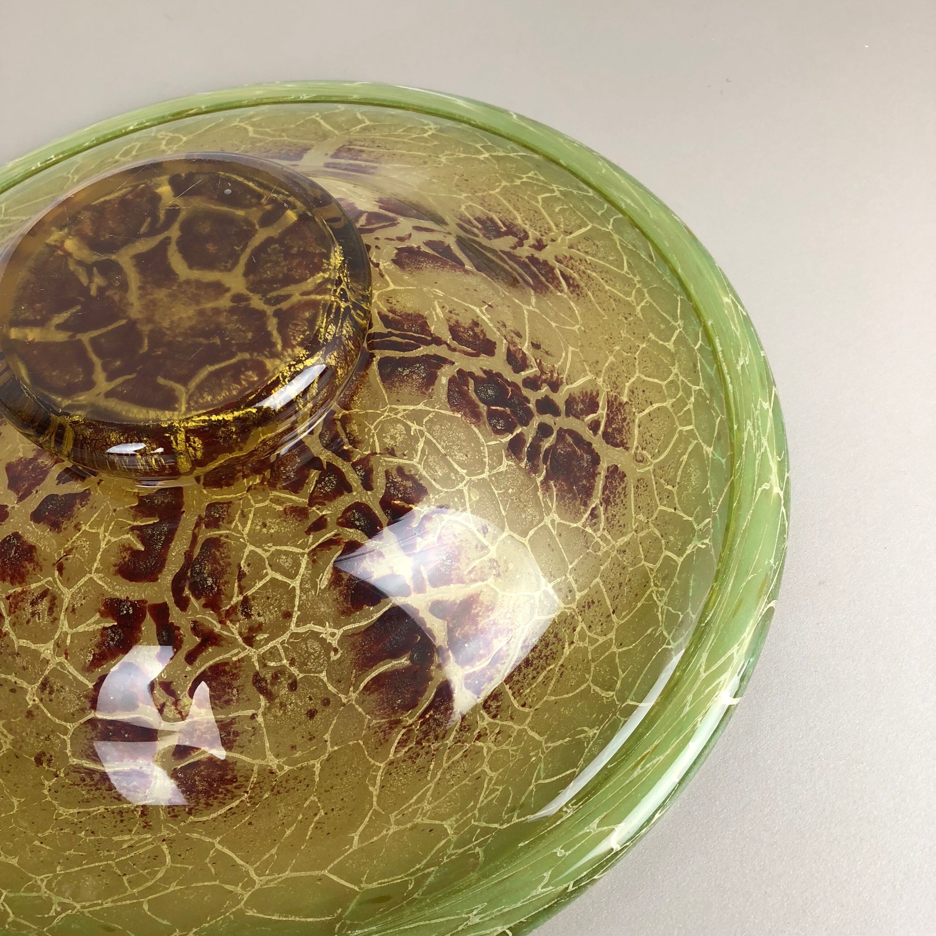 German Glass Bowl by Karl Wiedmann for WMF Ikora, 1930s Bauhaus Art Deco