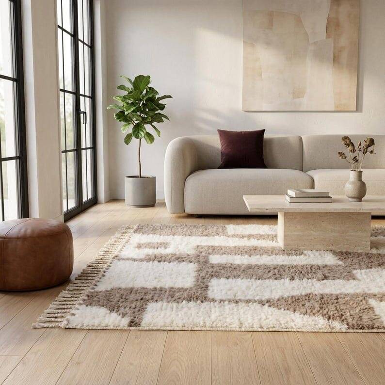 Handmade pure wool rug, custom size 2/3 m.