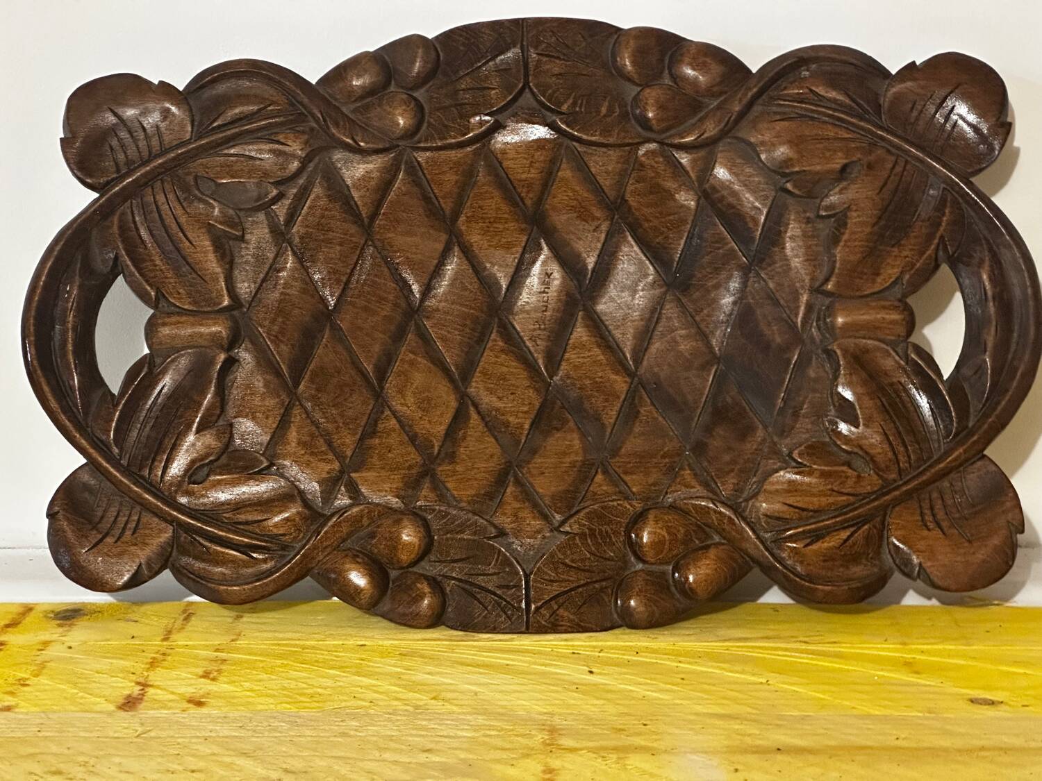 Basket or Pocket Emptying from the 1950s in Carved Wood signed A. Bouchez