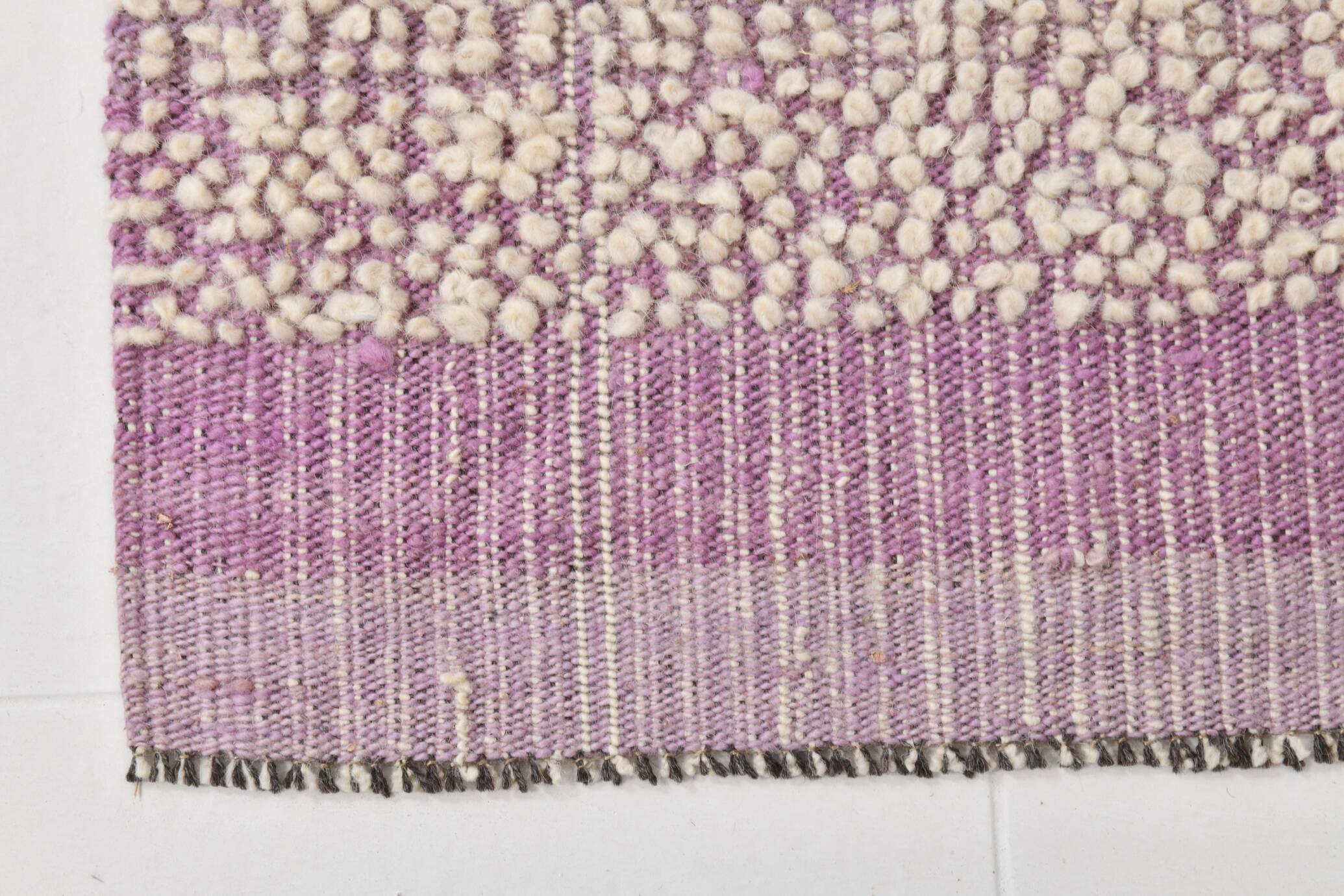 Tapis Kilim rose et beige 2x6, 68x178 cm