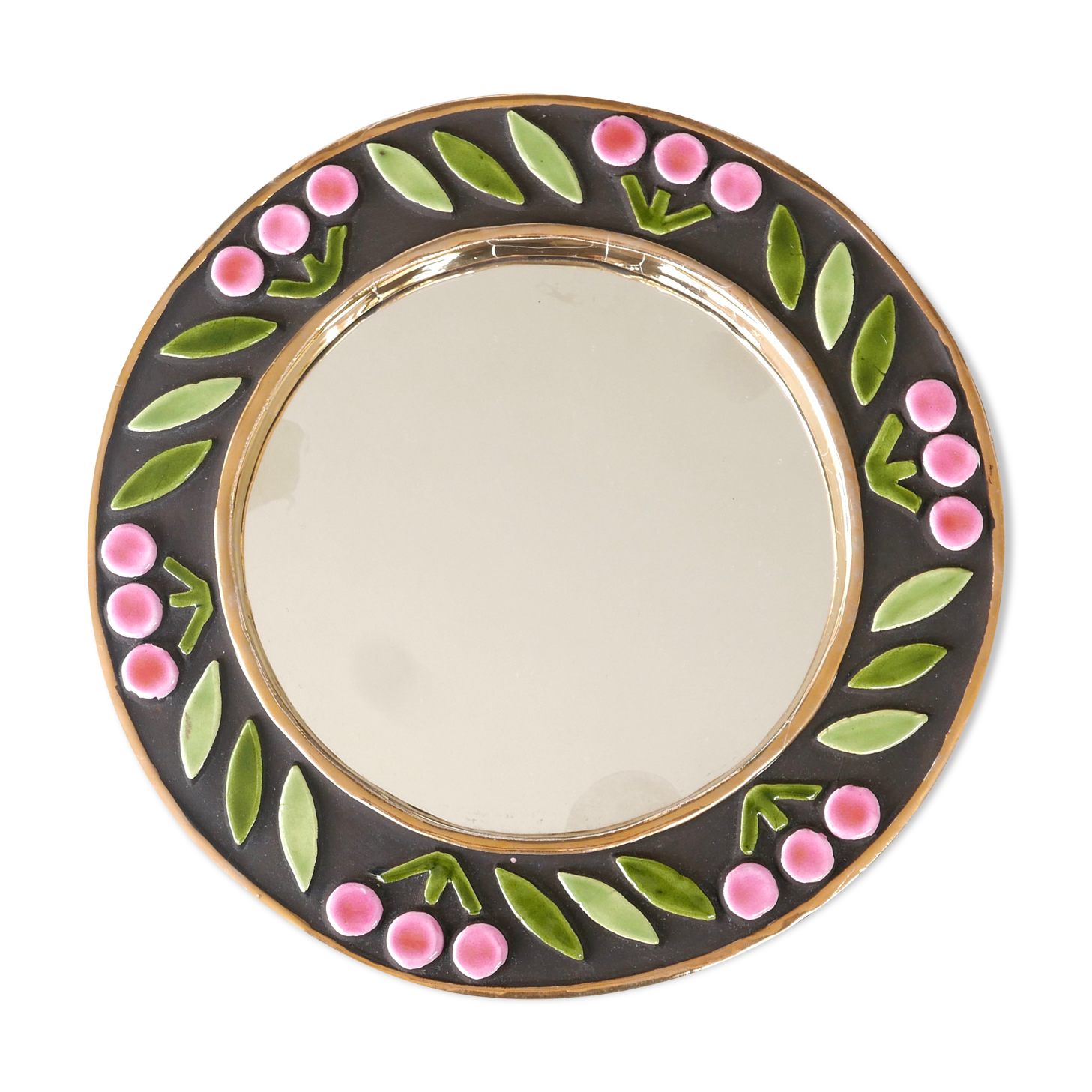 Mithé Espelt's mirror decorated with cherries, 1950s 23cm