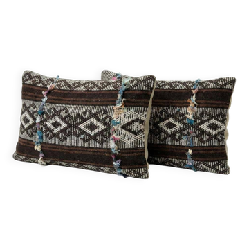 Set of 2 vintage kilim cushion covers 36x51 cm