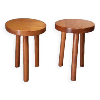 2 vintage tripod stools