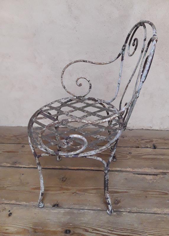 Xix° wrought iron garden armchair