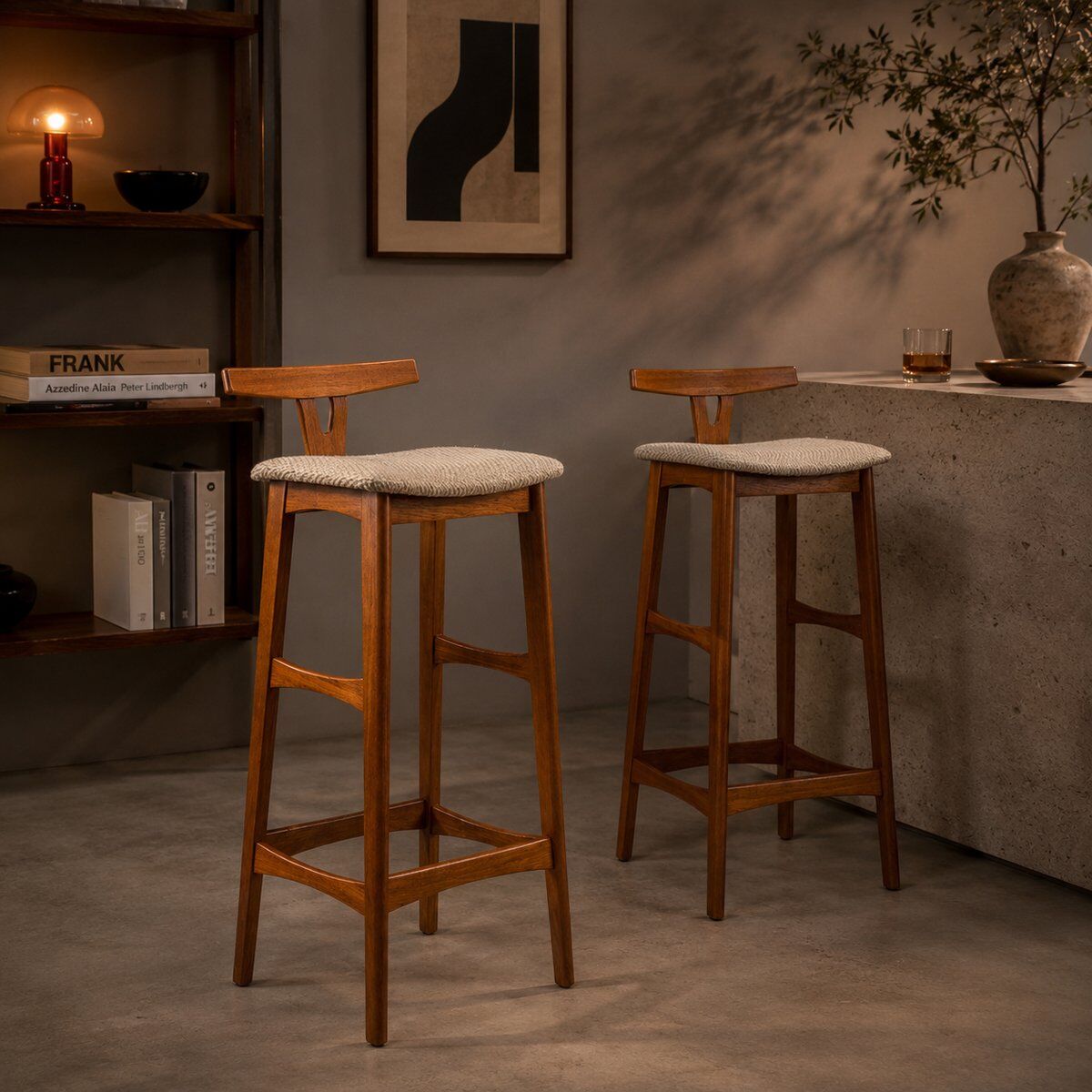 Danish modern teak bar stools by Dyrlund, Denmark, 1960s, set of 2