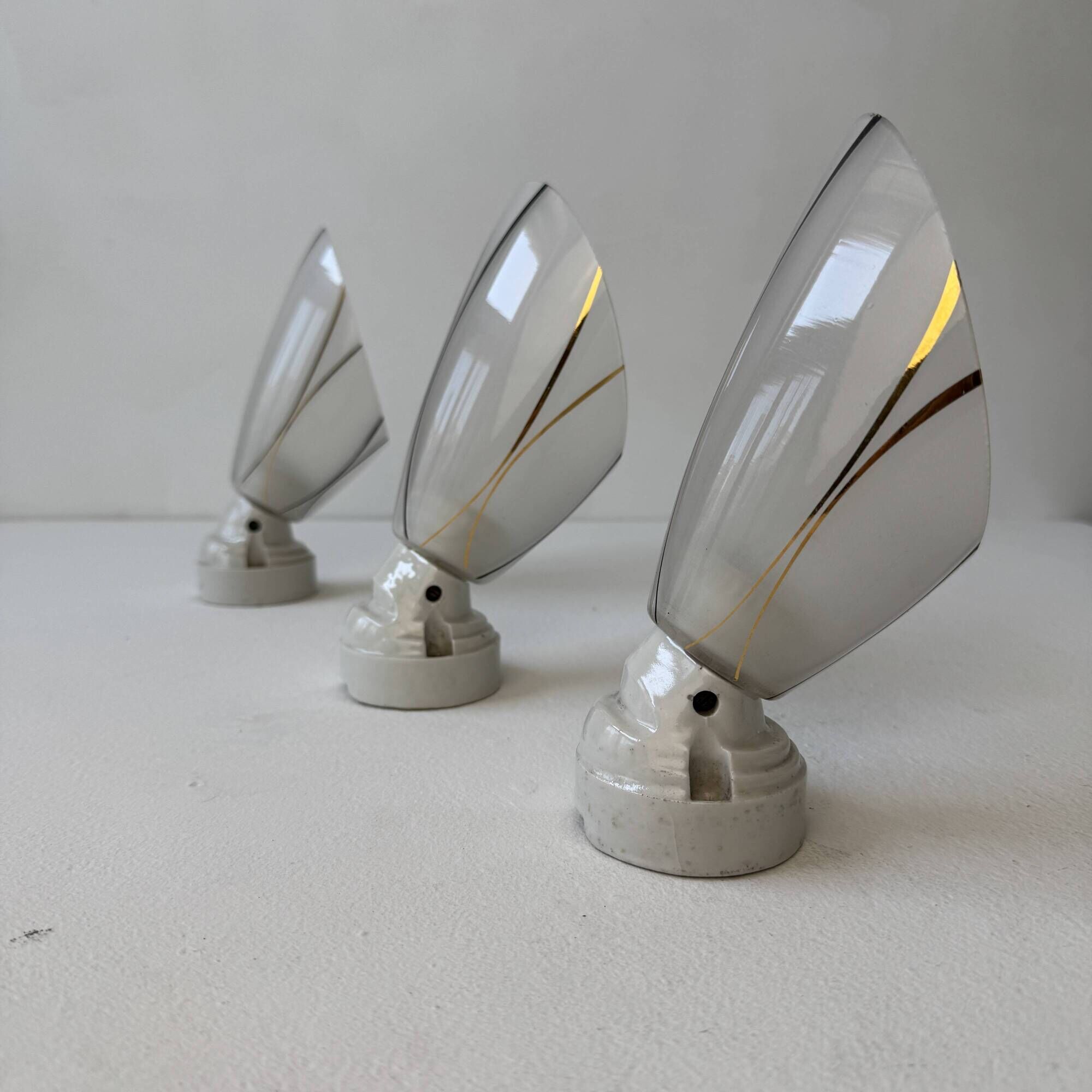 Lot of 3 old slanted wall lights from the 1950s