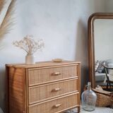 Vintage rattan chest of drawers circa 1970s