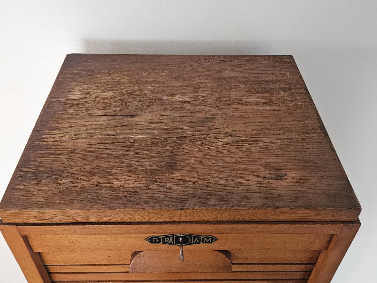 Gradiam oak curtained filing cabinet