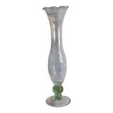 Crackle glass tulip vase