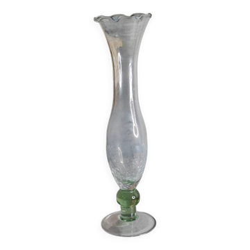 Vase tulipe verre craquelé