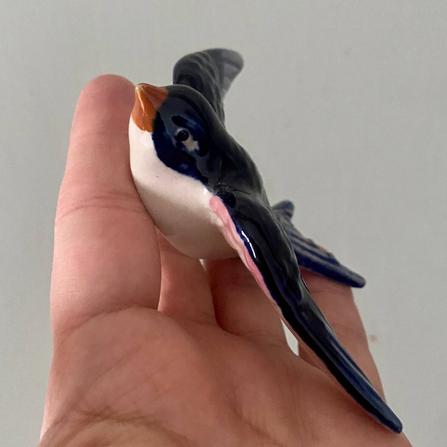 Vintage wall swallow in blue ceramic