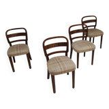Set of 4 Fischel art deco chairs, fabric and walnut, year 30