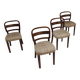 Set of 4 Fischel art deco chairs, fabric and walnut, year 30