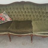 Upholstered sofa in Green Velvet
