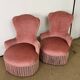 Paire de fauteuils crapaud rose poudré