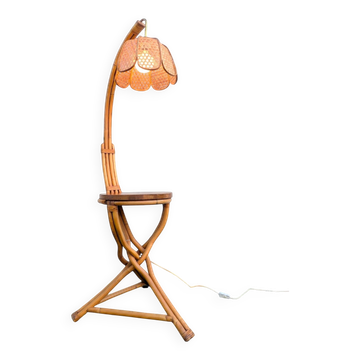Lampadaire vintage Rotin Bambou vintage 1960