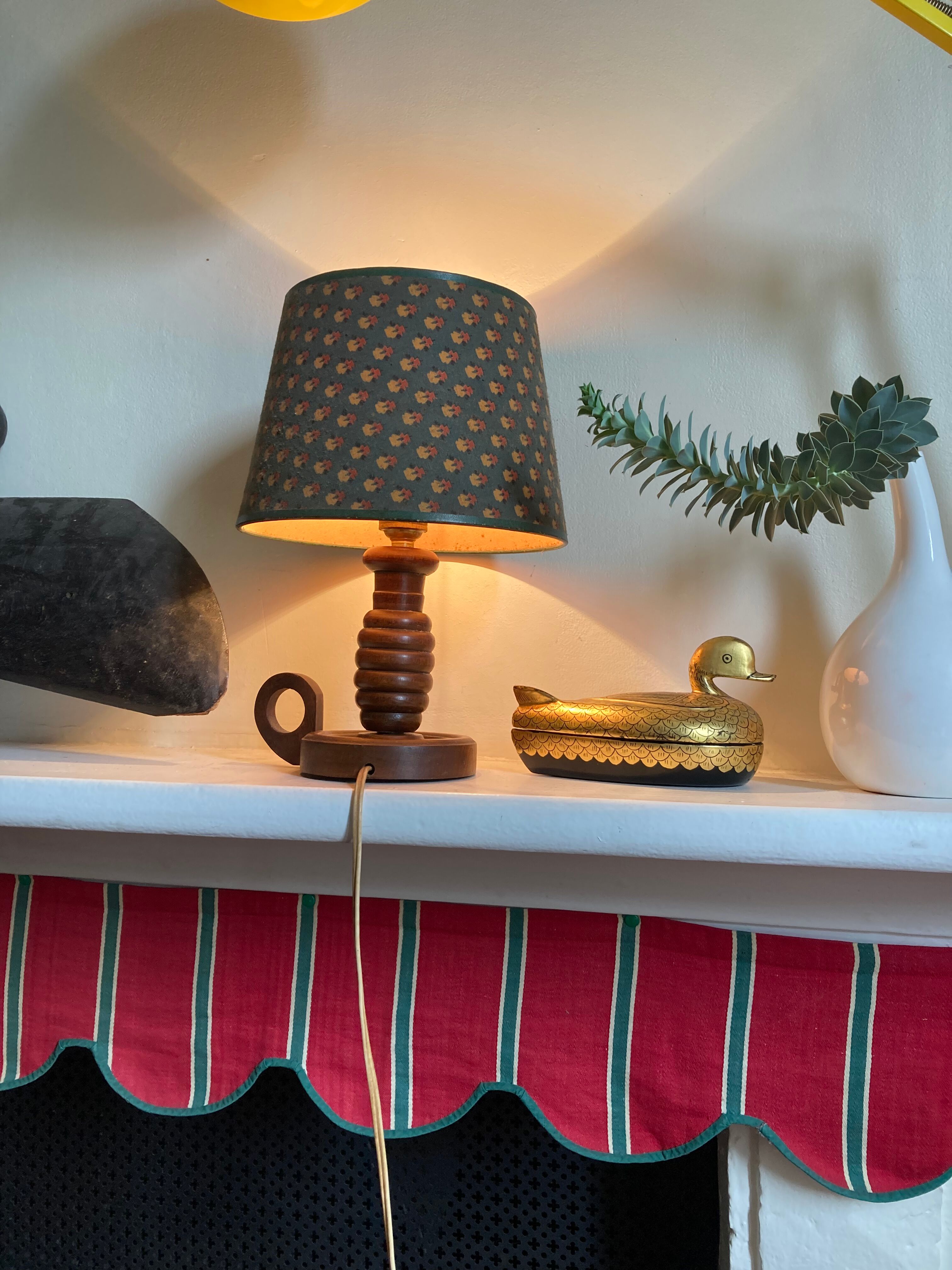 Old turned wooden bedside lamp 1940