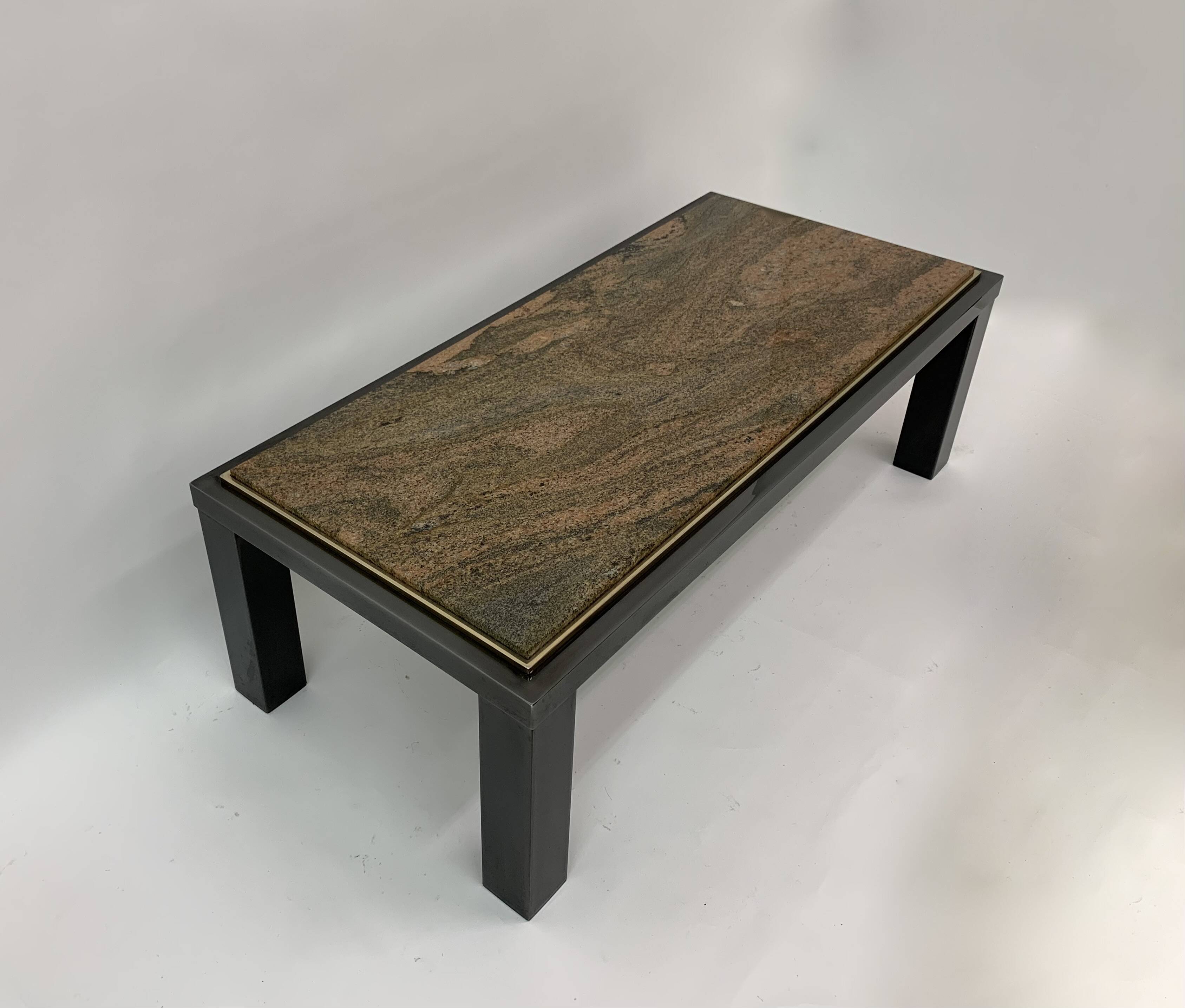 Mid-century Hollywood Regency granite Coffee Table By Fedam Design Belgium