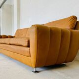 Vintage danish art deco style 3 person svend skipper sofa in tan leather