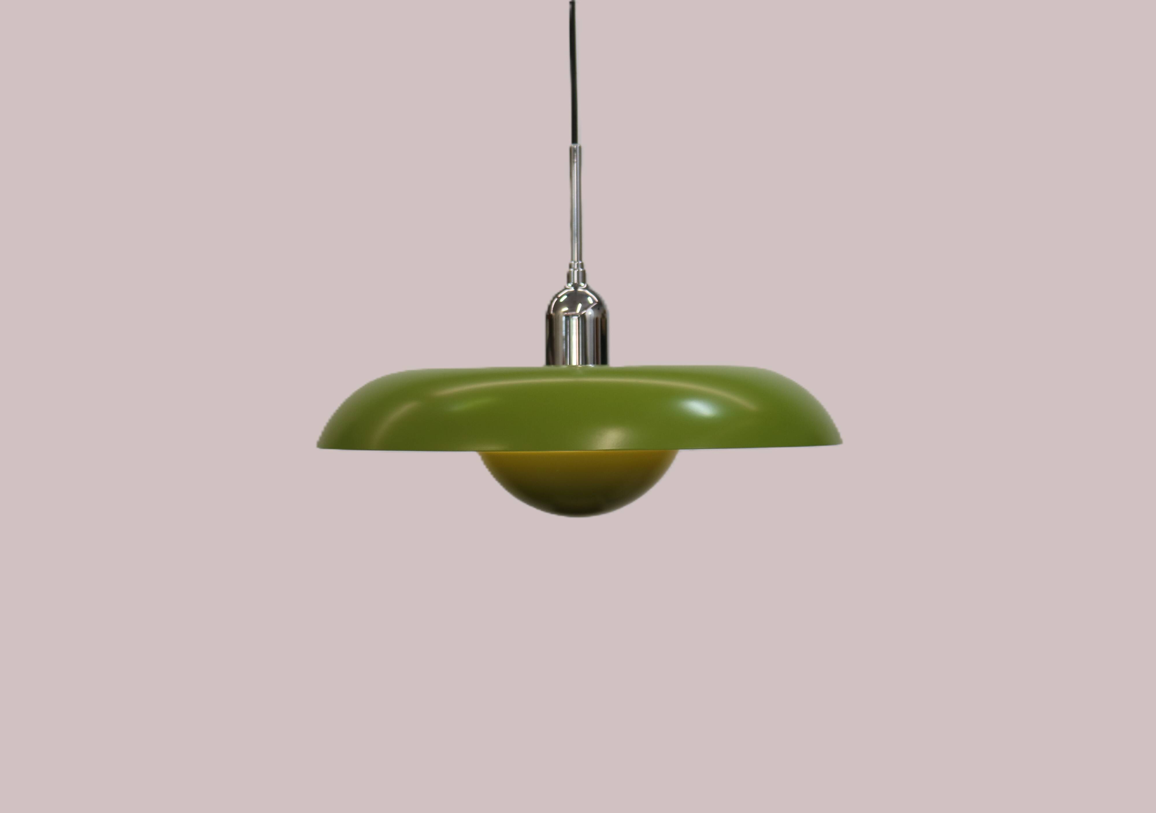 Vintage lime green Piet Hein RA-400 Pendant Lamp: Danish Modern Lighting -