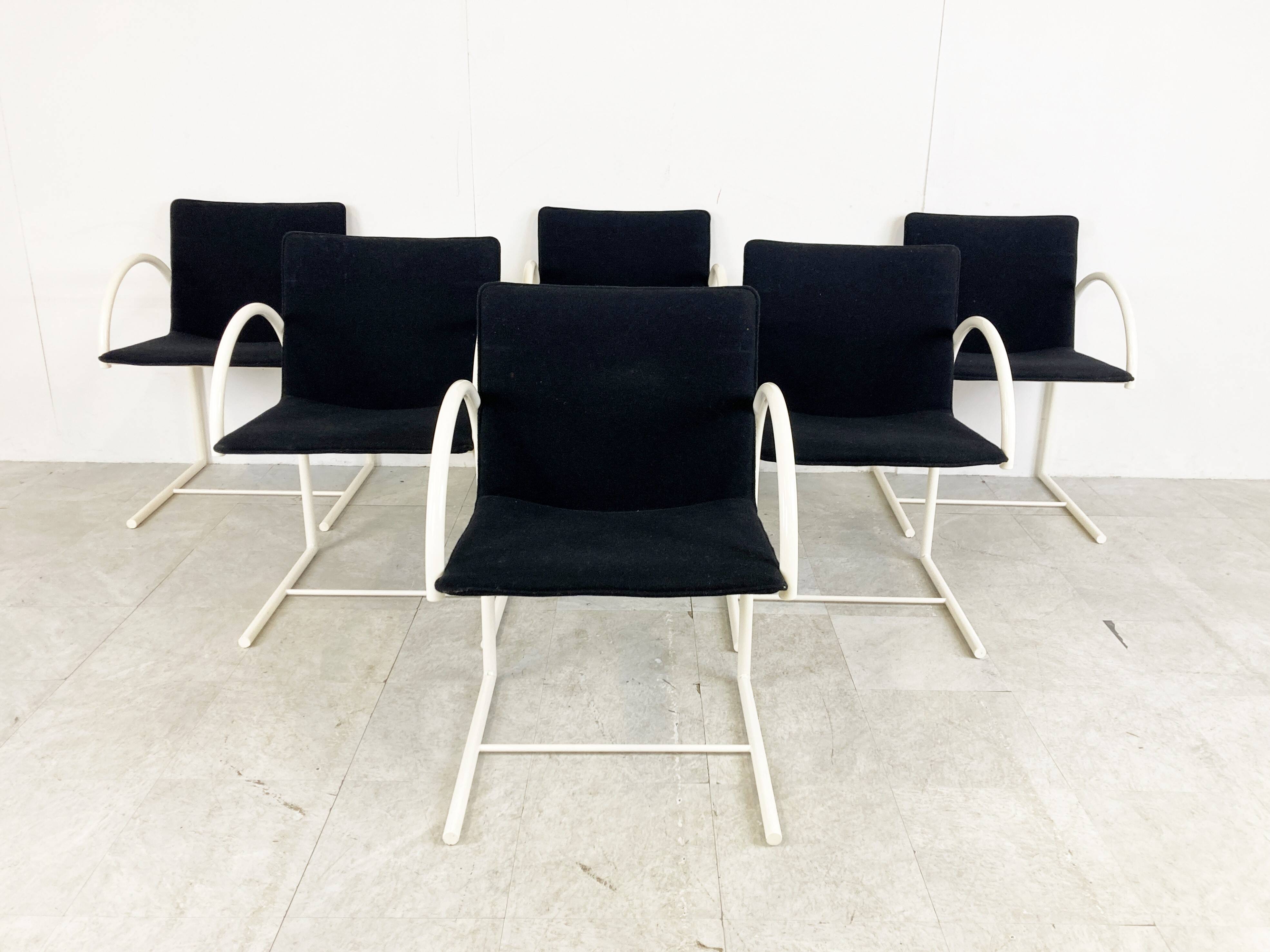 Postmodern cirkel dining chairs by Metaform, 1980s, Set of 6