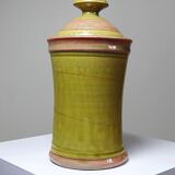 Decorative spice jar in vintage two-tone glazed stoneware, handcrafted