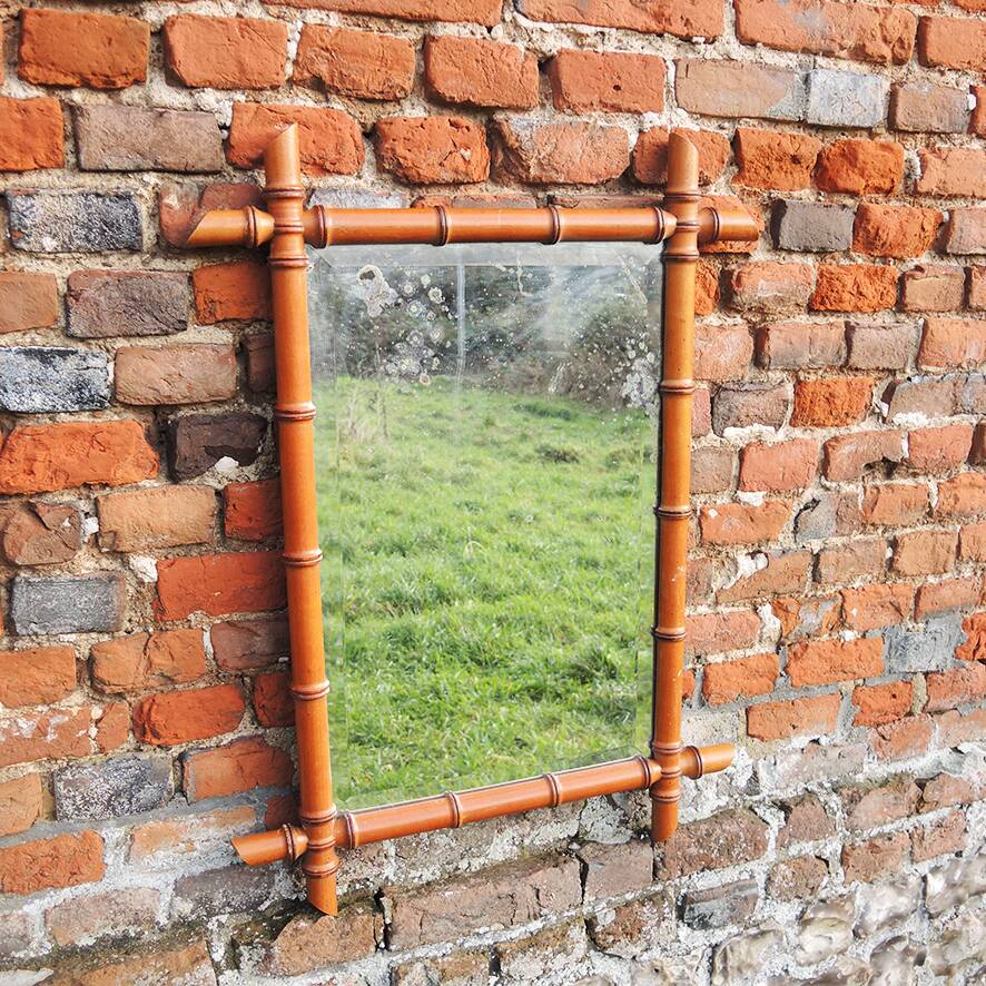 Old Faux Bamboo Mirror H 72 x H 53 cm