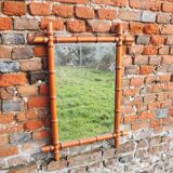 Ancien miroir en faux bambou h 72 x h 53 cm