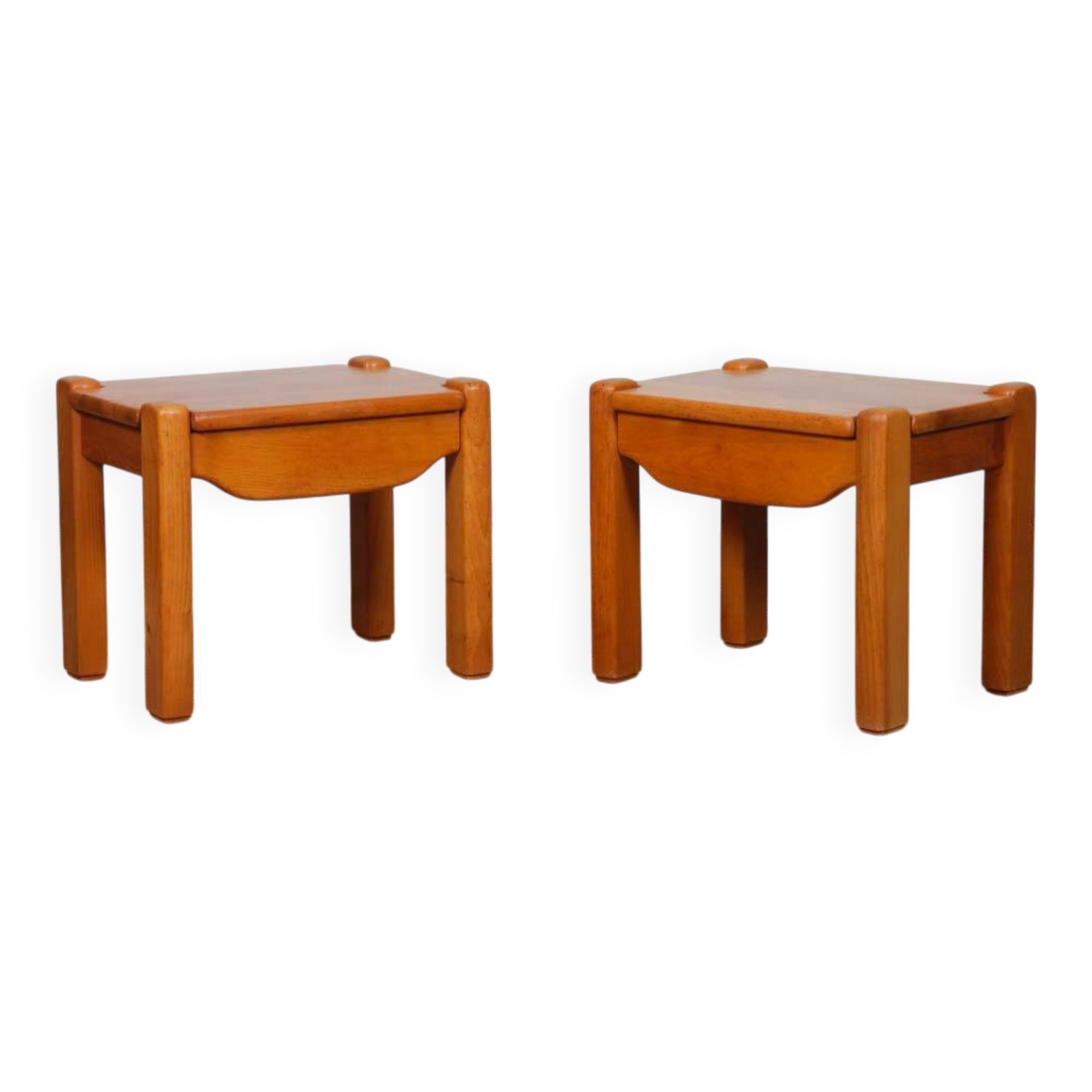 Pair of bedside tables in solid elm from the 1980s.