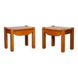 Pair of bedside tables in solid elm from the 1980s.