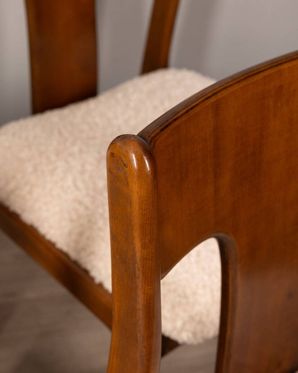 Set of 4 vintage chairs 70s white fabric Italian design