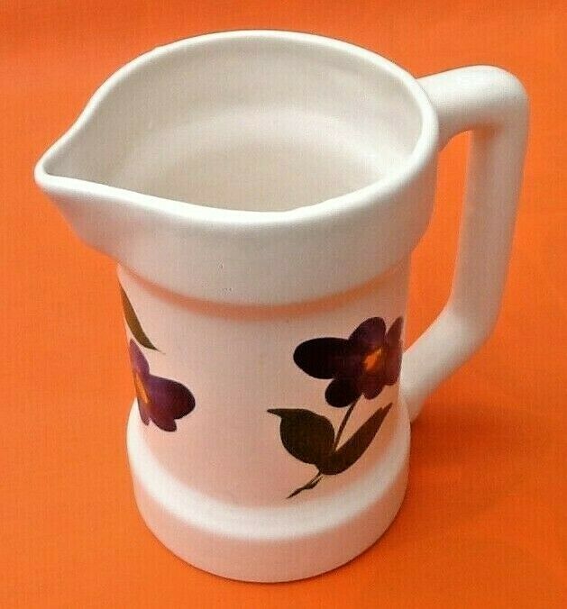 White pitcher floral decoration 70s P.L (Poet Laval)