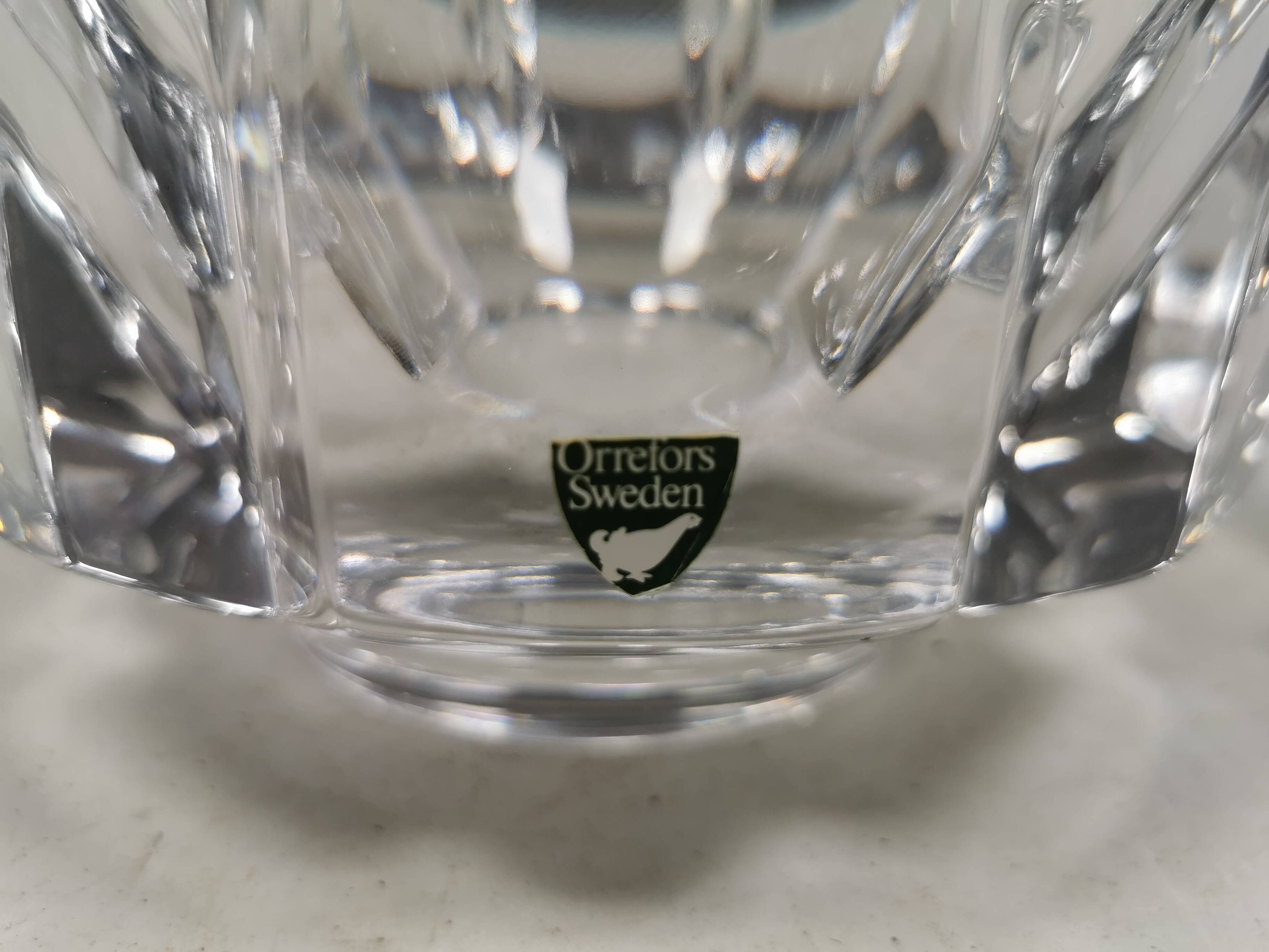 A crystal glass bowl, designed by Lars Hellsten for Orrefors Sweden 1980s